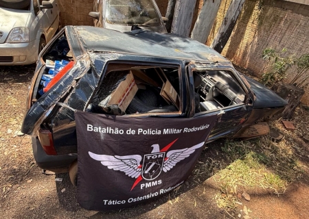 TOR apreende comboio com cigarros e pneus contrabandeados na MS-164