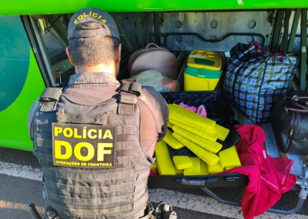 Passageira de ônibus é flagrada com mais de 20 kg de maconha que pretendia levar para o RS