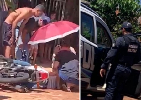 Motociclista fica ferido após colidir com fio de internet em Nova Andradina