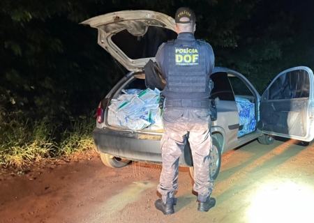 DOF apreende Celta com 600 kg de defensivos agrícolas contrabandeados em Ponta Porã
