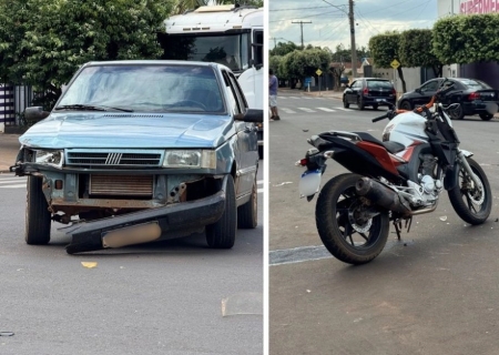 Motociclista fica ferido após colisão em cruzamento de Ivinhema