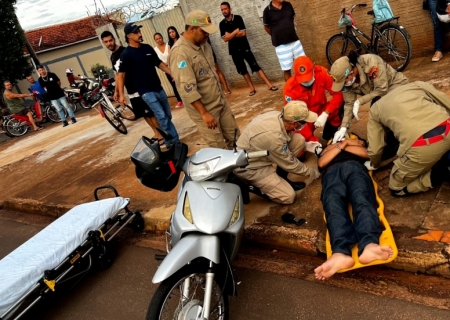 Abalroamento entre motos deixa dois feridos em Nova Andradina