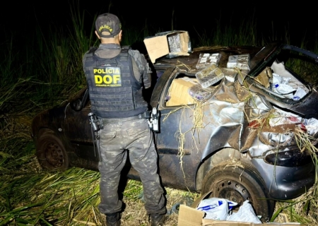 DOF apreende drogas, agrotóxicos e cigarros eletrônicos após perseguição e capotamento em Mundo Novo