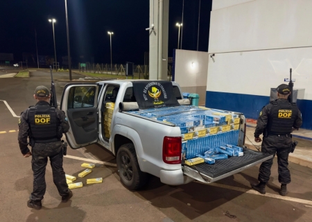 Dupla é presa pelo DOF com caminhonete cheia de cigarros em Iguatemi