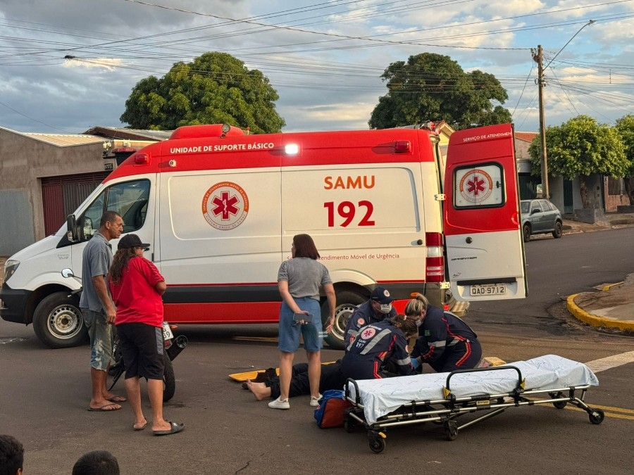 Motociclista fica ferida em colisão com Jeep em Nova Andradina