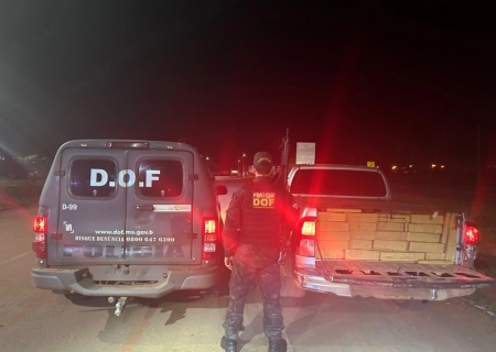 Caminhonete furtada e carregada com duas toneladas de maconha é apreendida após perseguição em Sidrolândia