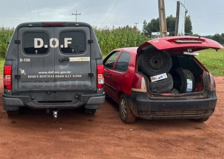 Carga de pneus e cigarros é apreendida pelo DOF em Maracaju