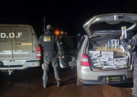 DOF apreende veículo com 1,5 mil pacotes de cigarros paraguaios em Laguna Carapã