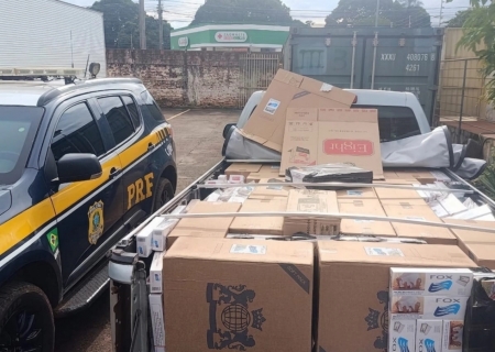 Caminhonete com mais de 10 mil maços de cigarros é apreendida pela PRF em Campo Grande