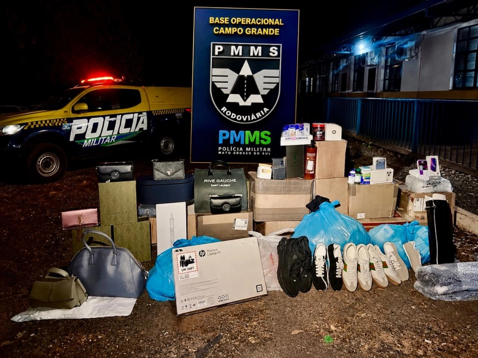 Polícia Militar Rodoviária apreende mercadorias estrangeiras avaliadas em mais de R$ 315 mil durante fiscalização na MS-258