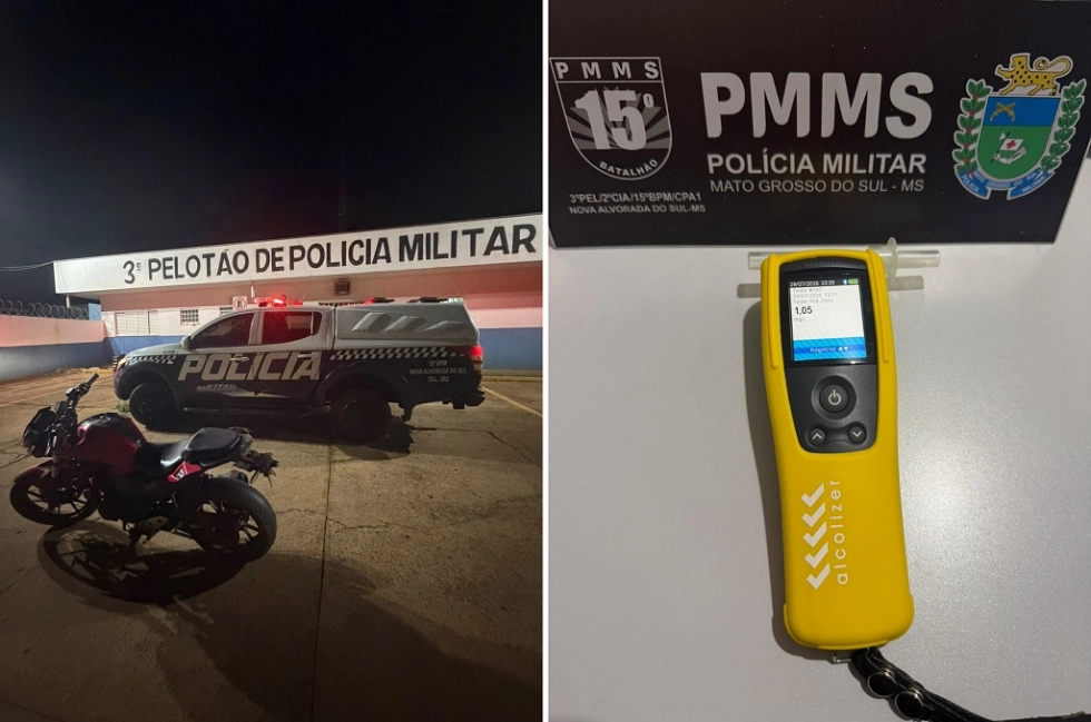 Motociclista é preso por embriaguez ao volante em Nova Alvorada do Sul