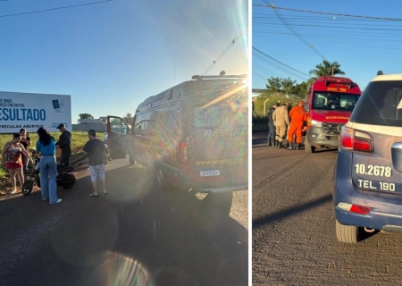 Criança e adolescente ficam feridas em acidente entre motocicleta e bicicleta elétrica em Nova Andradina