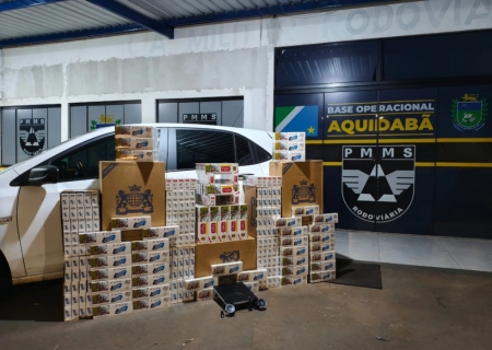 Carga de cigarros contrabandeados é apreendida na MS-164 em Ponta Porã