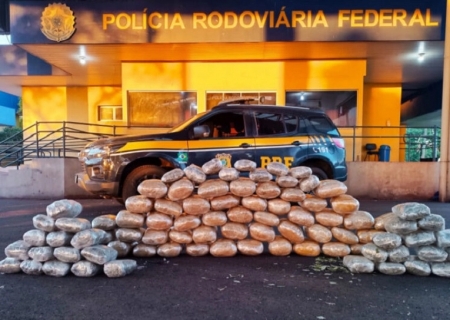 PRF apreende 74,9 quilos de skunk em ônibus na BR-262