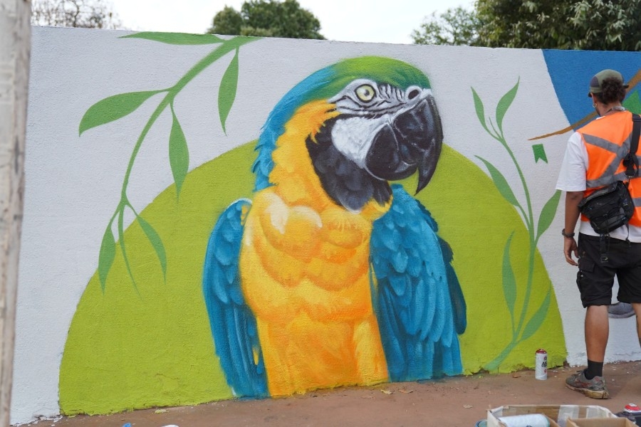 Oficina de grafite transforma muro de escola em espaço de arte e expressão em Batayporã