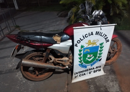 Motocicleta é recuperada pela Polícia Militar em Ivinhema