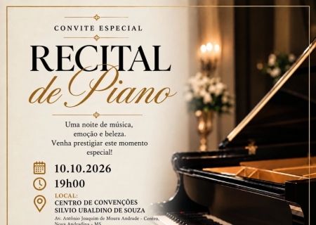 Recital de piano será realizado neste sábado em Nova Andradina