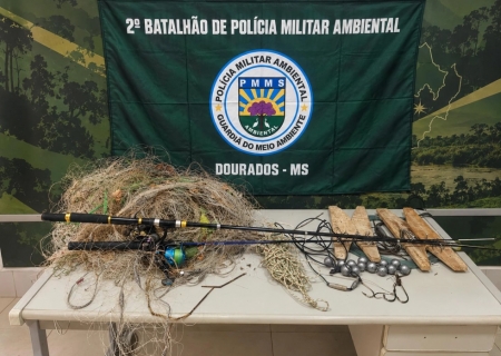 Drone flagra pesca ilegal no Rio Dourados e três são levados à delegacia