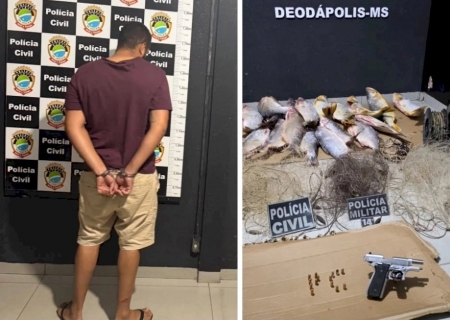 Condenado por homicídio é preso com pistola e peixes proibidos em Deodápolis