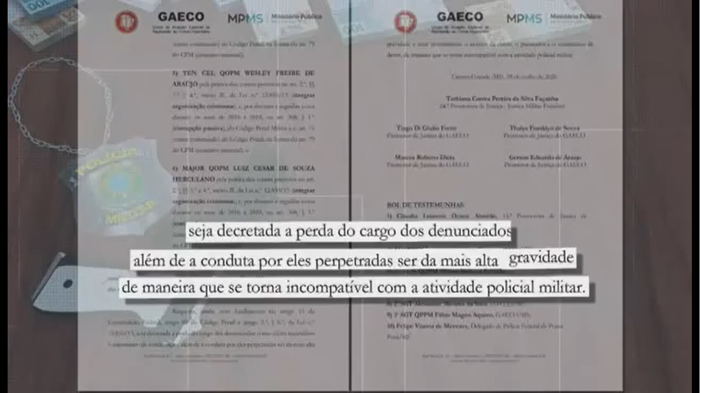 Investiga&ccedil;&atilde;o do Gaeco e MP pede perda do cargo dos denunciados - Foto: TV Morena/Reprodu&ccedil;&atilde;o