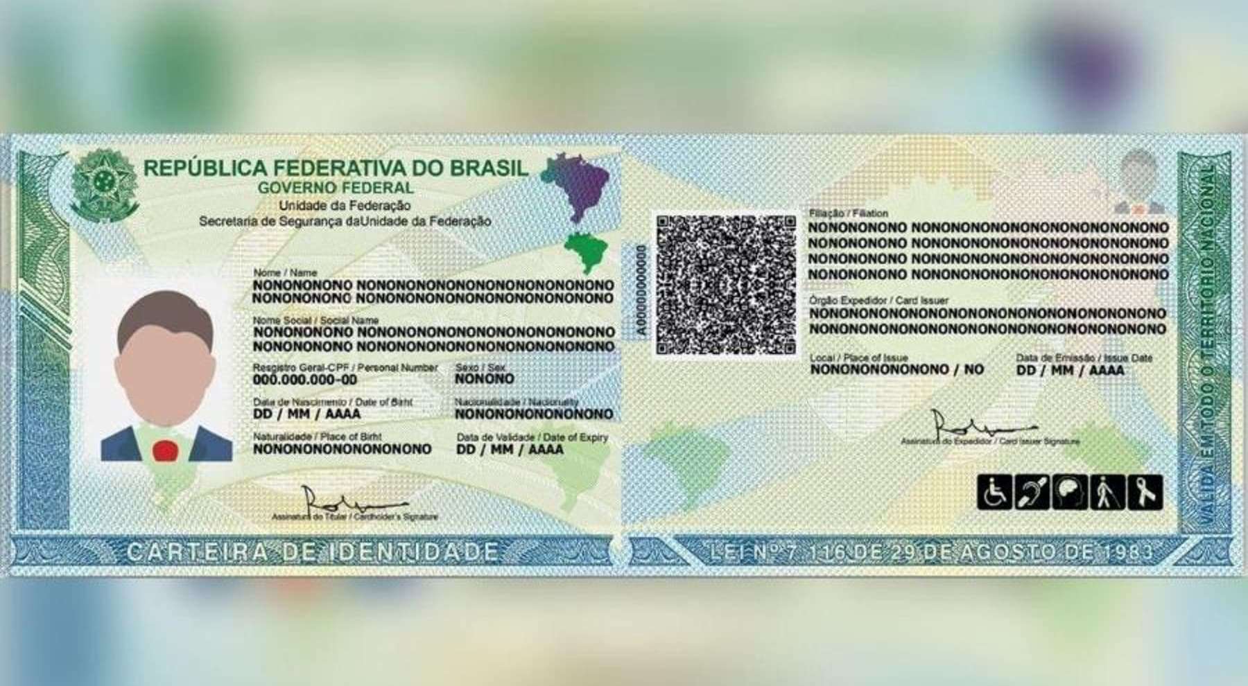 Modelo da CIN &ndash; Carteira de Identidade Nacional - Foto: Gov.BR